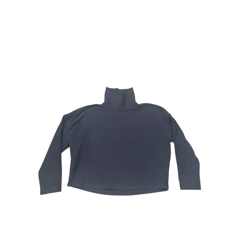 Everlane Organic Cotton Turtleneck Sweatshirt Black XS Relaxed Crop Pullover
